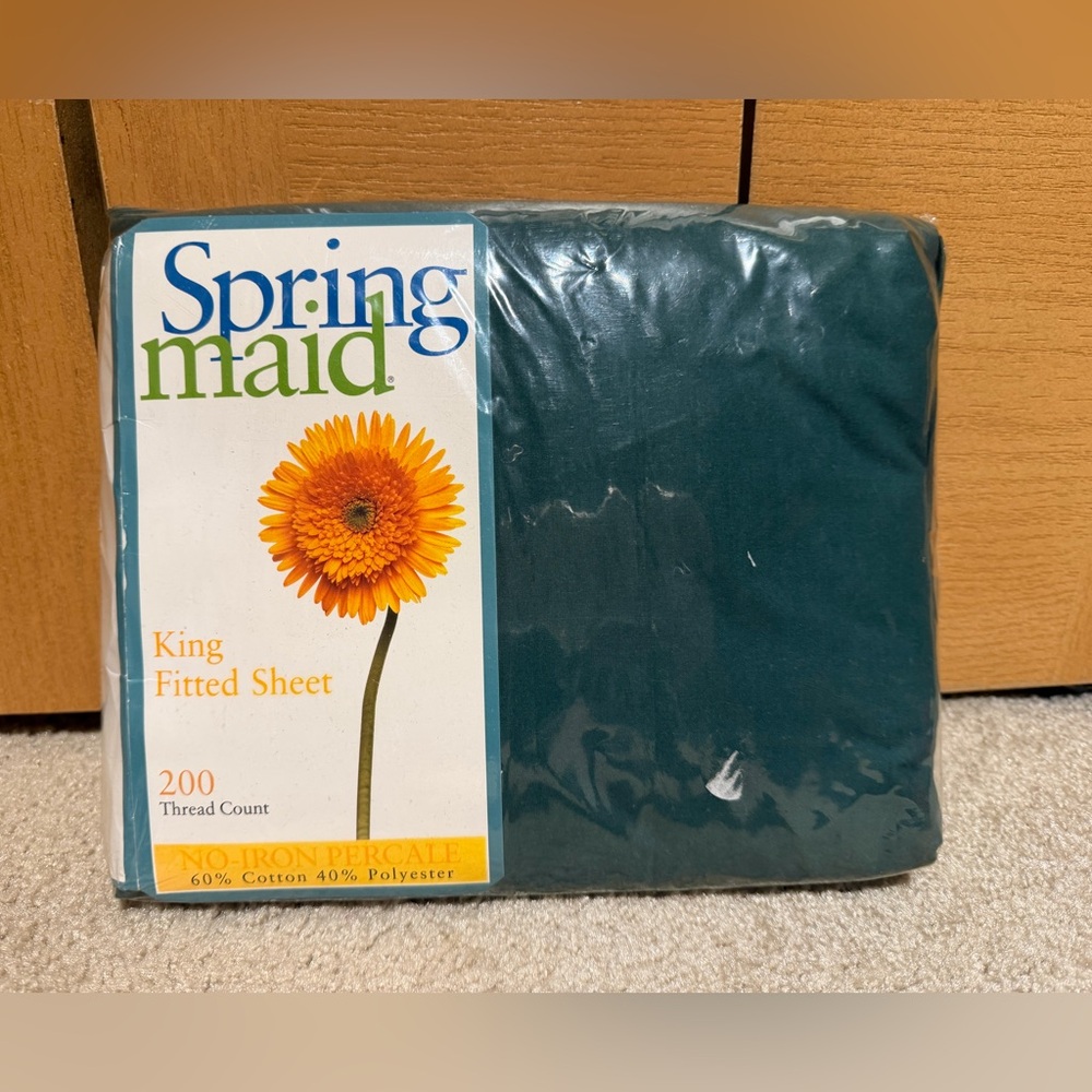 NEW old stock vintage Springmaid King fitted sheet